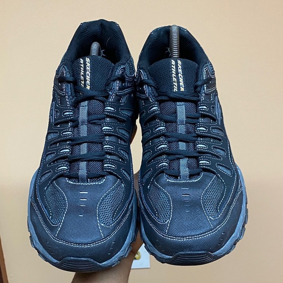 Skechers After Burn Memory Fit Black / Charcoal Size 10 Extra Wide - Picture 12 of 17